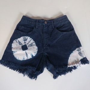 Vintage Guess Tie Dye Jean Shorts Boho 24" Waist